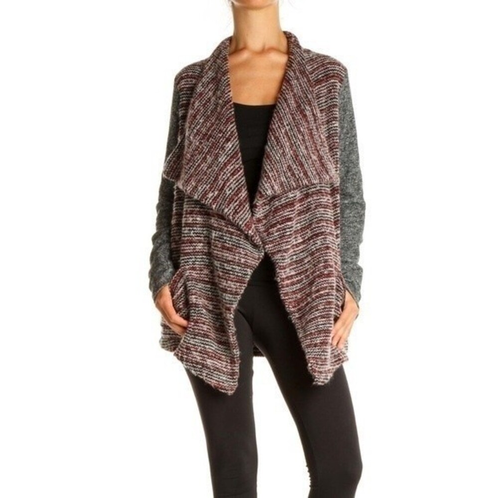 Lucky Brand Sweater Wool Blend Boucle Knit Long Sleeve Open Cardigan Pockets